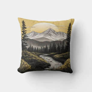 Soft Pillow with Majestic Mountain Range Design