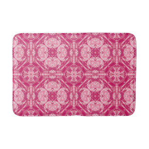 Soft Pink Abstract Floral Mandala Pattern  Bath Mat