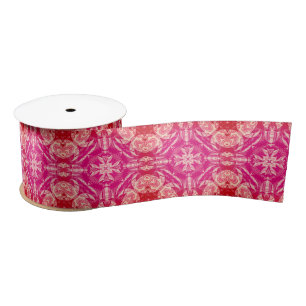 Soft Pink Abstract Floral Mandala Pattern  Satin Ribbon