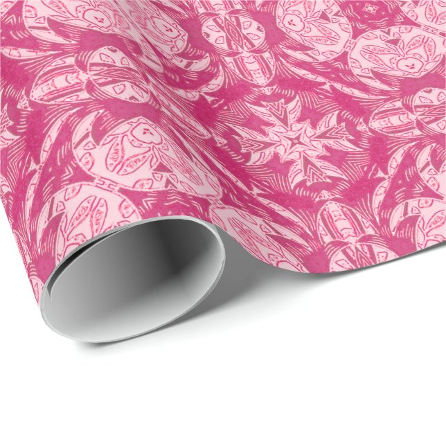 Soft Pink Abstract Floral Mandala Pattern  Wrapping Paper (Roll Corner)