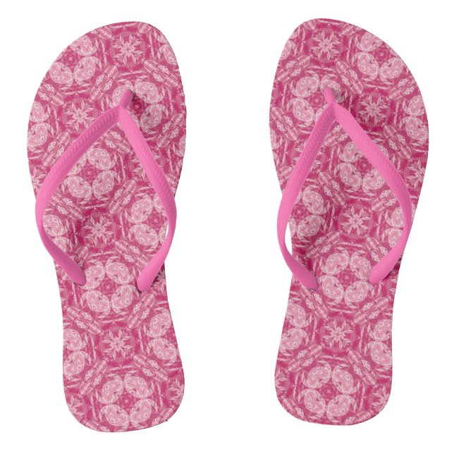 Soft Pink Abstract Floral Pattern  Jandals (Footbed)