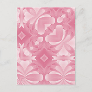 Soft Pink Abstract Hearts and Diamonds Postcard