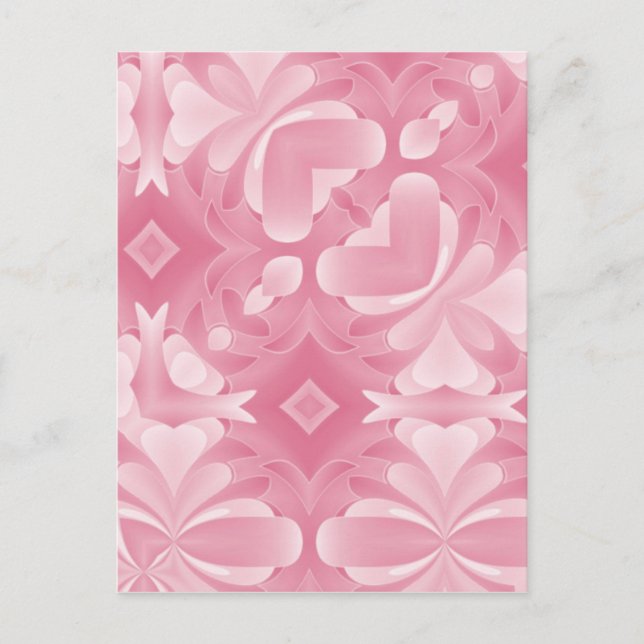 Soft Pink Abstract Hearts and Diamonds Postcard (Front)