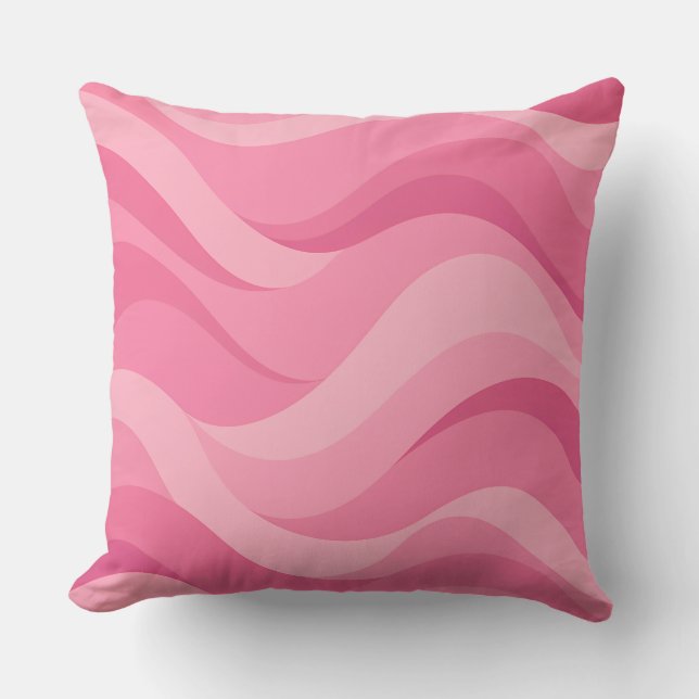 Soft Pink Abstract Waves Cushion (Front)