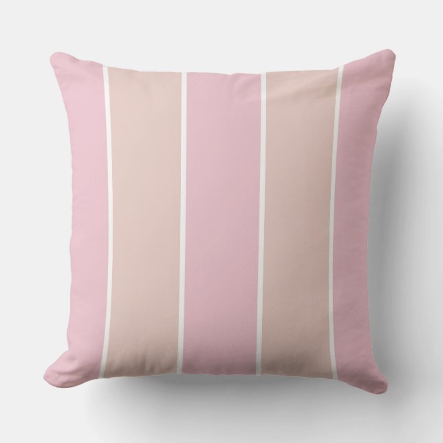 Soft Pink and Beige Vertical Stripe Pattern Cushion (Front)