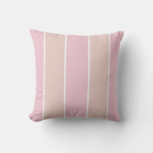 Soft Pink and Beige Vertical Stripe Pattern Cushion (Front)