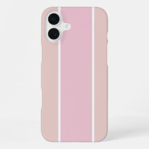 Soft Pink and Beige Vertical Stripe Pattern iPhone 16 Plus Case