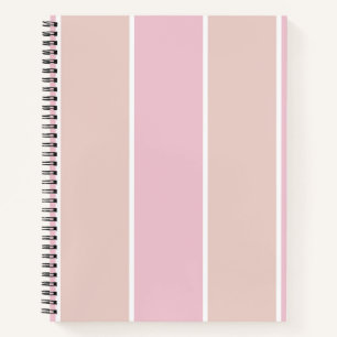 Soft Pink and Beige Vertical Stripe Pattern Notebook