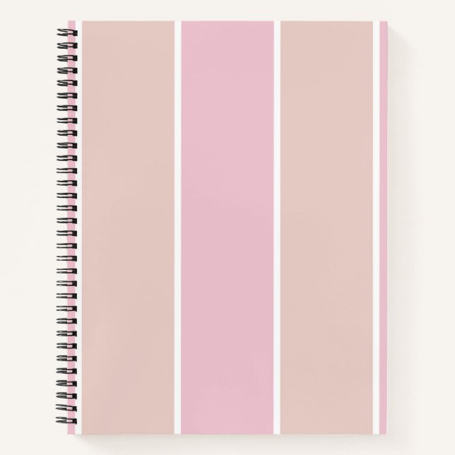 Soft Pink and Beige Vertical Stripe Pattern Notebook (Front)
