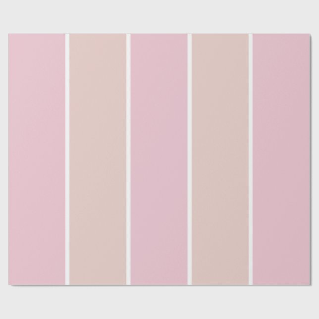Soft Pink and Beige Vertical Stripe Pattern Wrapping Paper (Flat)
