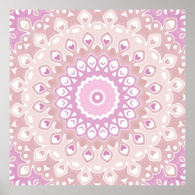 Soft Pink and Blush Mandala Pattern Poster (Front)