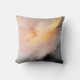 Soft Pink and Gold Abstract Decorative Pillow