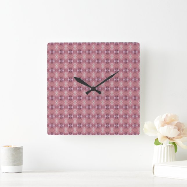 Soft pink and purple abstract pattern square wall clock (Home)