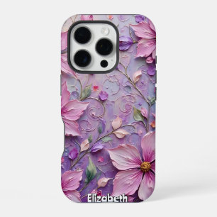 Soft Pink and Purple Floral Fantasy iPhone 16 Pro Case