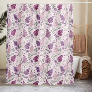 Soft Pink and Purple Lilac Floral Pattern   Shower Curtain