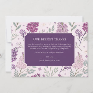 Soft Pink and Purple Lilac Floral Wedding Thank You Card