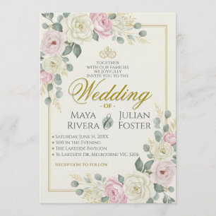Soft Pink and Sage Green Eucalyptus Wedding Invitation
