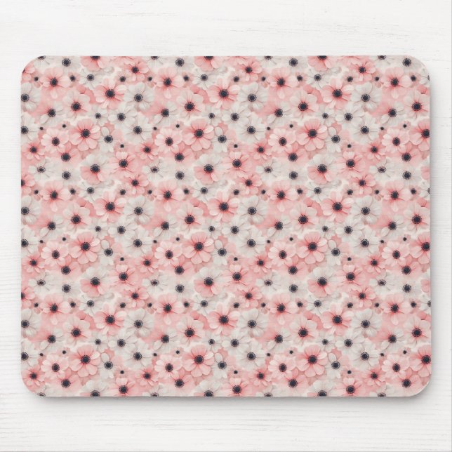 Soft Pink and White Anemone Flowers Mouse Pad (Front)