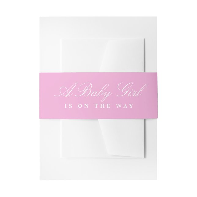 Soft Pink and White Baby Girl on the Way Invitation Belly Band (Front Example)