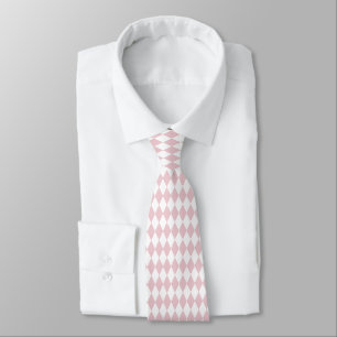 Soft Pink and White Diamond Pattern Lozenge Tie