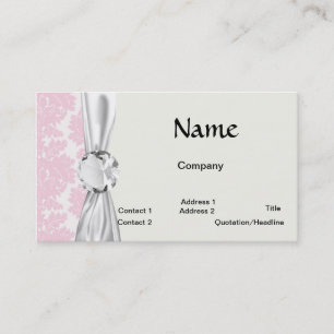 soft pink and white flourish damask pattern business card