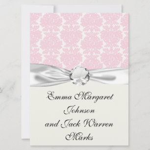 soft pink and white flourish damask pattern invitation
