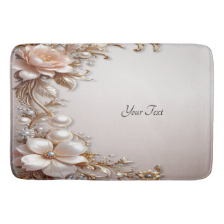 Soft Pink and White Flowers Bath Mat