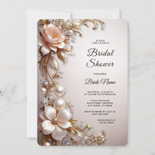 Soft Pink and White Flowers Bridal Shower Invitation