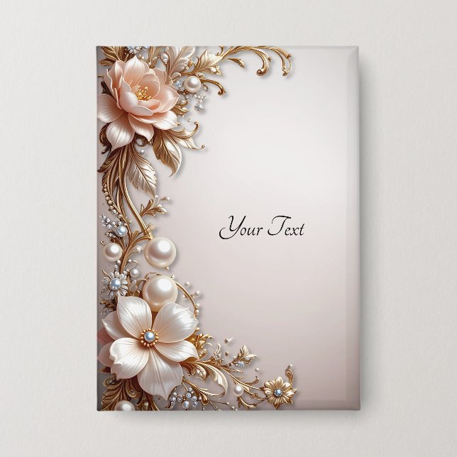Soft Pink and White Flowers Button (Front)