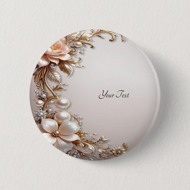 Soft Pink and White Flowers Button (Front)