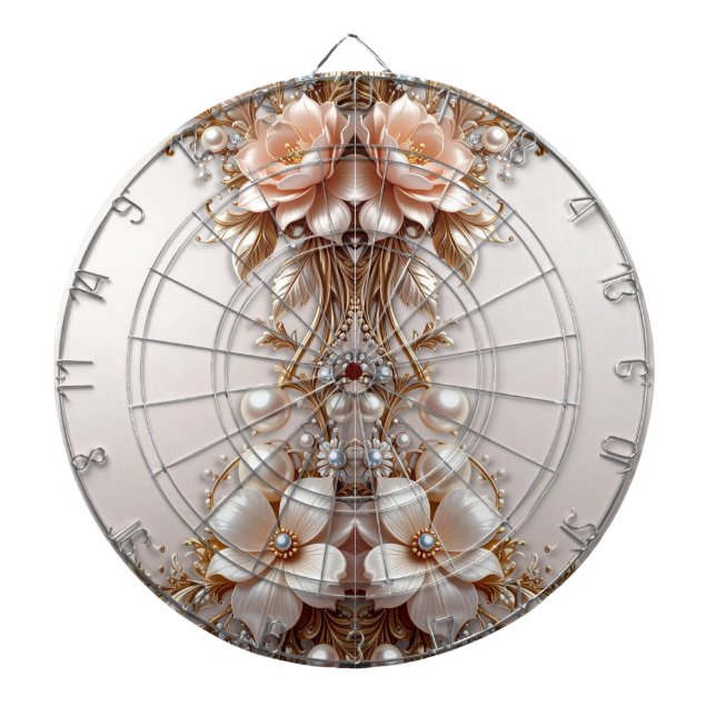 Soft Pink and White Flowers Dartboard (Front)