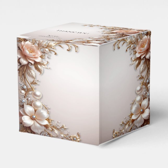 Soft Pink and White Flowers Favour Box (Front Side)