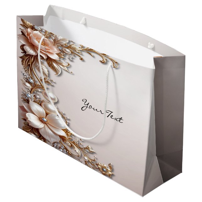 Soft Pink and White Flowers Gift Bag (Back Angled)