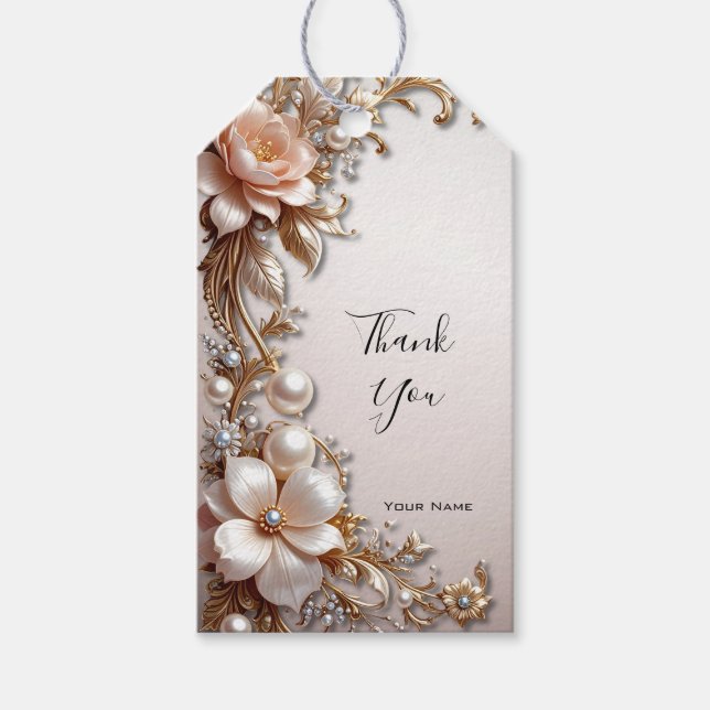Soft Pink and White Flowers Gift Tag (Front)