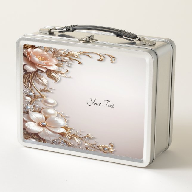 Soft Pink and White Flowers Lunch box (Front)