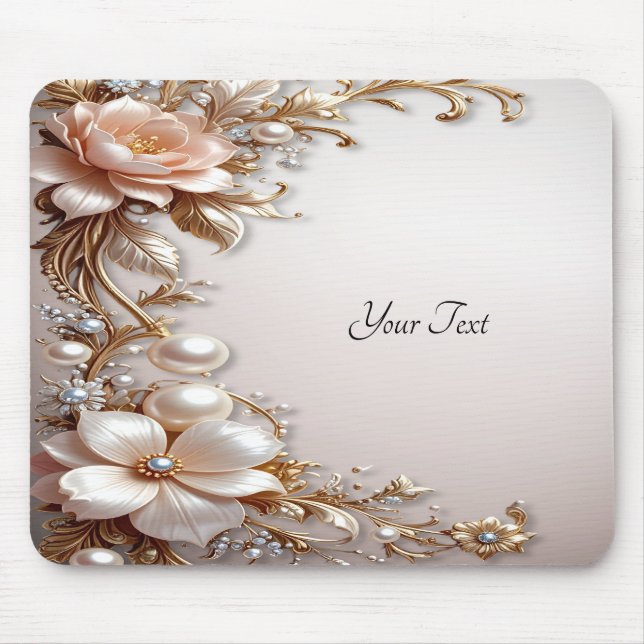 Soft Pink and White Flowers Mousepad (Front)