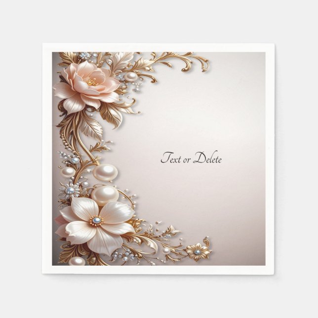 Soft Pink and White Flowers Napkin (Front)