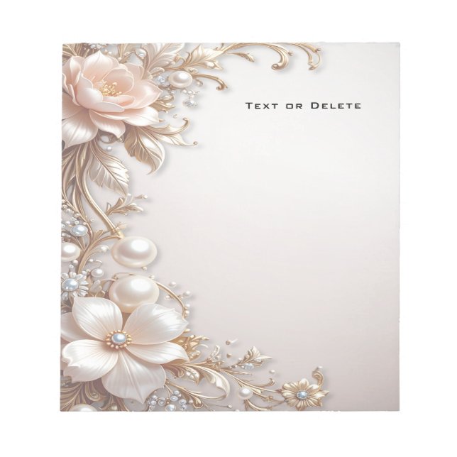 Soft Pink and White Flowers Notepad (Front)