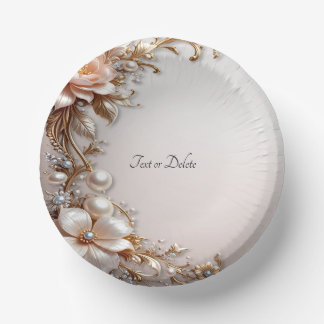 Soft Pink and White Flowers Paper Plate