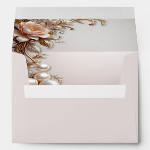 Soft Pink and White Flowers Pearls Envelope