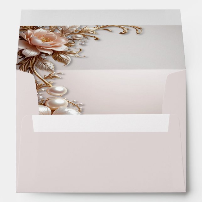 Soft Pink and White Flowers Pearls Envelope (Back (Bottom))