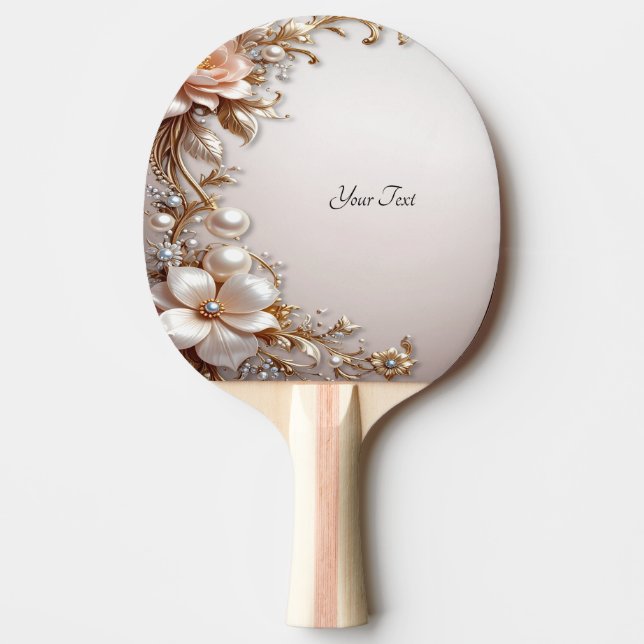 Soft Pink and White Flowers Ping Pong Paddle (Front)