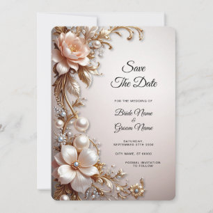 Soft Pink and White Flowers Save the Date