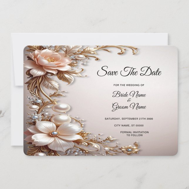 Soft Pink and White Flowers Save The Date (Front)