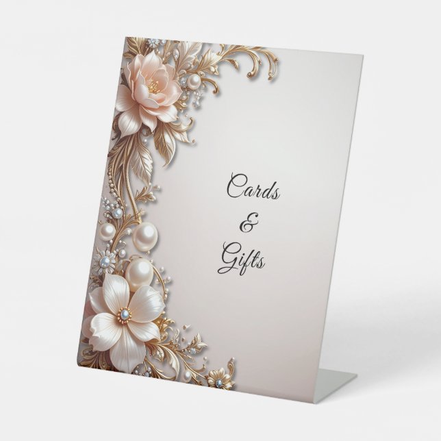 Soft Pink and White Flowers Tabletop Signs (Front)