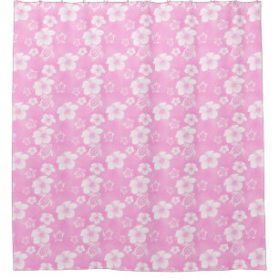 Soft Pink And White Hawaii Turtle Shower Curta Curtain