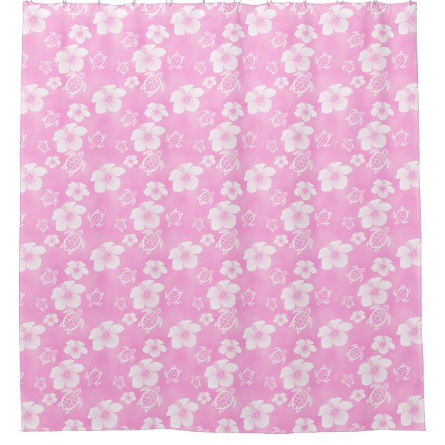 Soft Pink And White Hawaii Turtle Shower Curta Shower Curtain (Front)