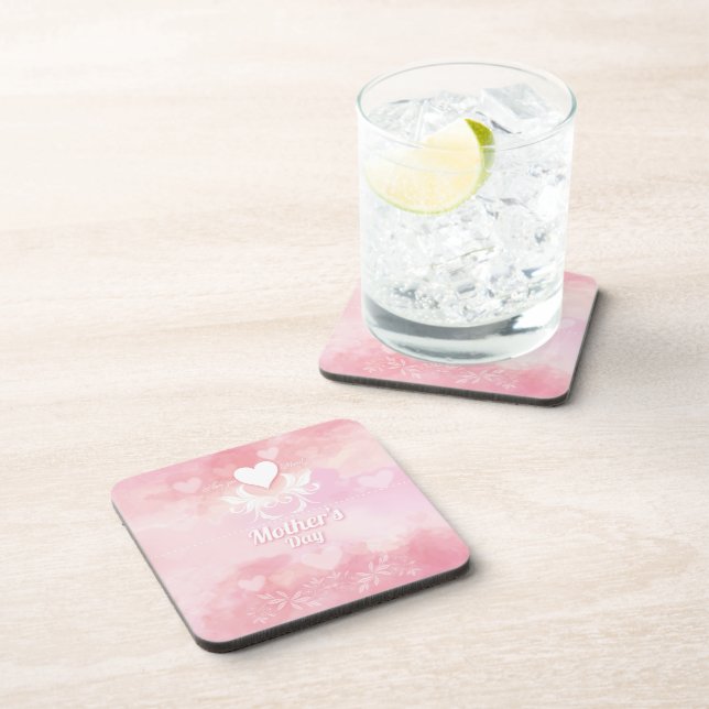 Soft Pink and White Mother's Day Coaster (Right Side)