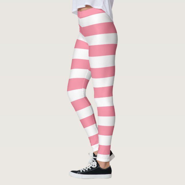 Soft Pink and White Stripes Leggings (Left)