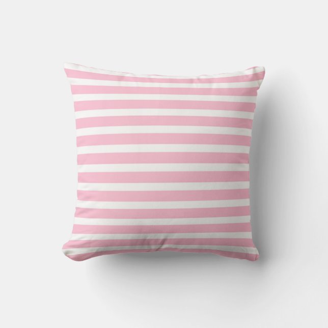 Soft Pink and White Stripes Pillow (Front)